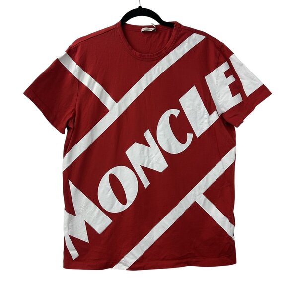 Moncler Other - Moncler Maglia T-Shirt Big Diagonal Logo Red White Mens Size XL